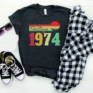 47th Birthday Gift Classic Vintage 1974 T-shirt, 1974 Vintage Retro Sunset Shirt